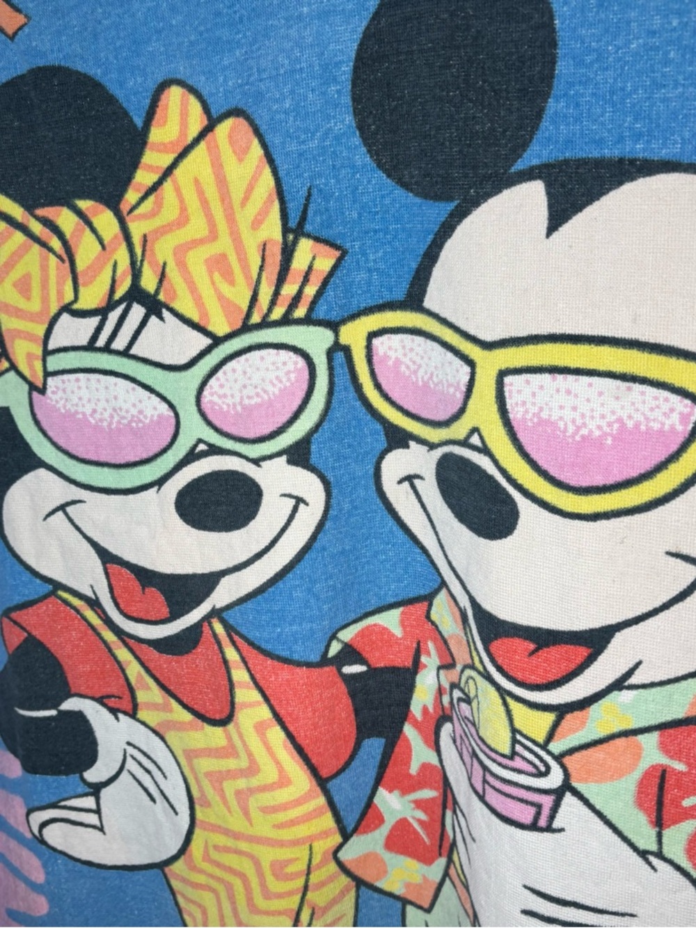 Disney Blue Pink Yellow Mickey Minnie Beach Towel Print